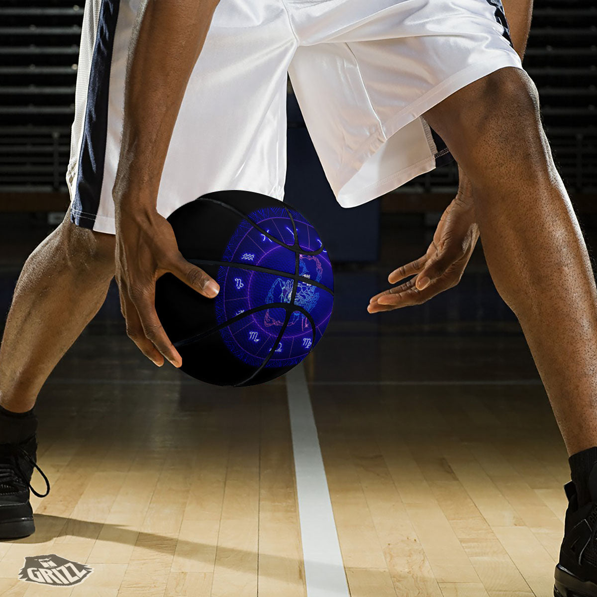 Zigzag Mardi Gras Print Pattern Basketball