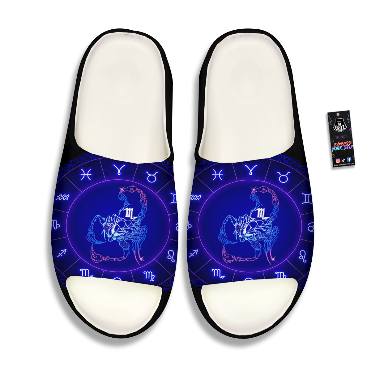 Zodiac Sign Dark Scorpio Print Sandals-grizzshop