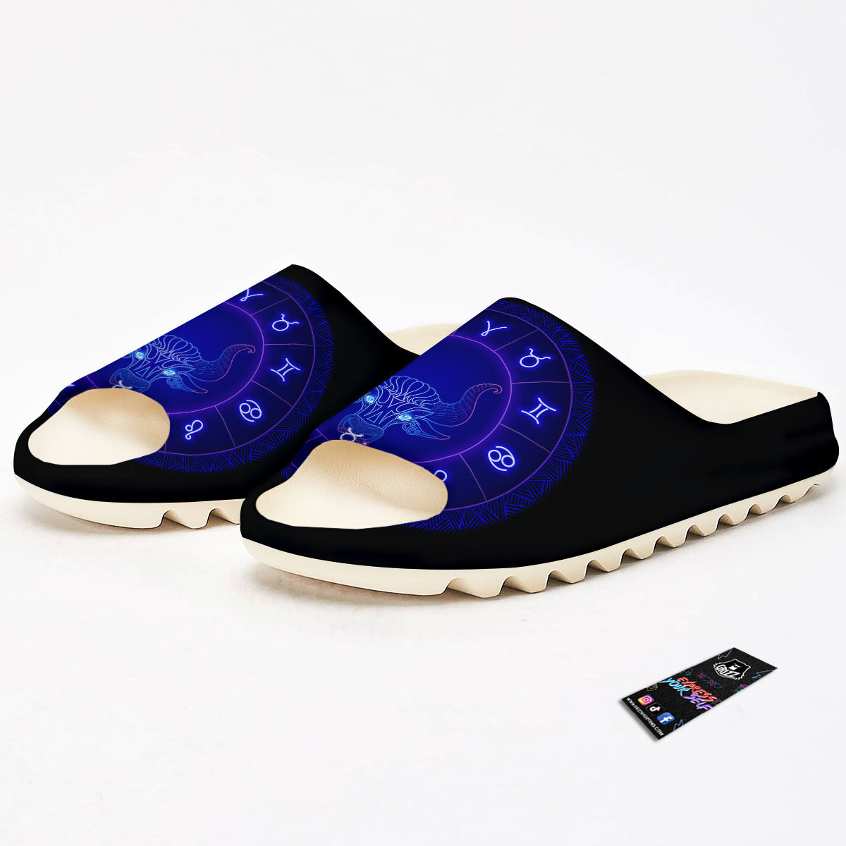 Zodiac Sign Dark Taurus Print Sandals-grizzshop