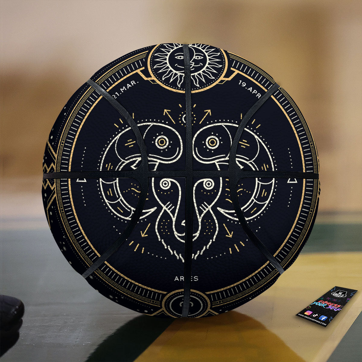 Zodiac Sign Vintage Aries Print Basketball