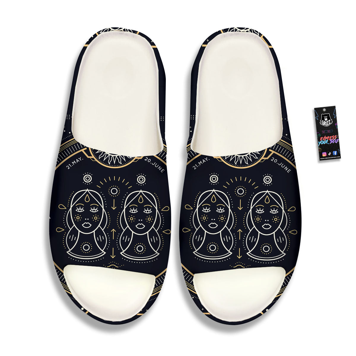 Zodiac Sign Vintage Gemini Print Sandals-grizzshop
