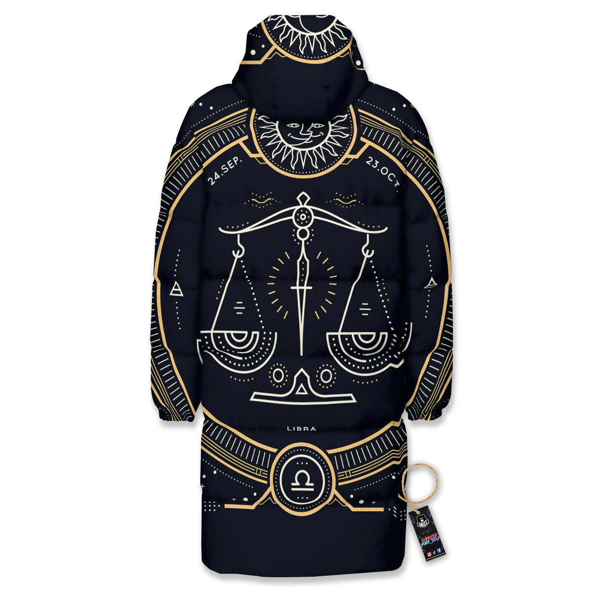 Zodiac Sign Vintage Libra Print Long Down Jacket