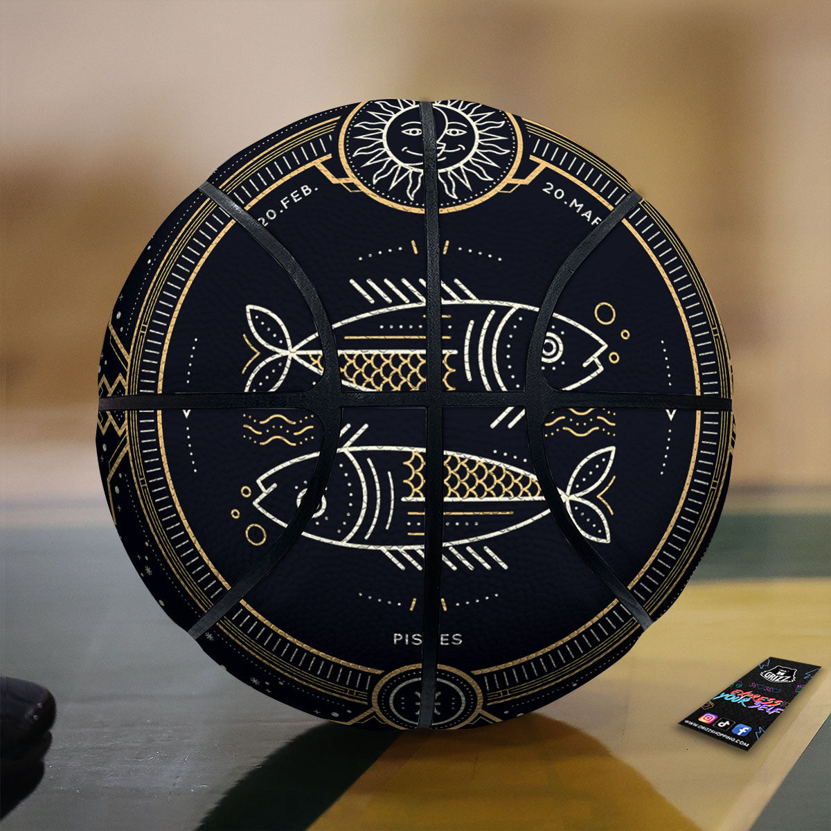 Zodiac Sign Vintage Pisces Print Basketball