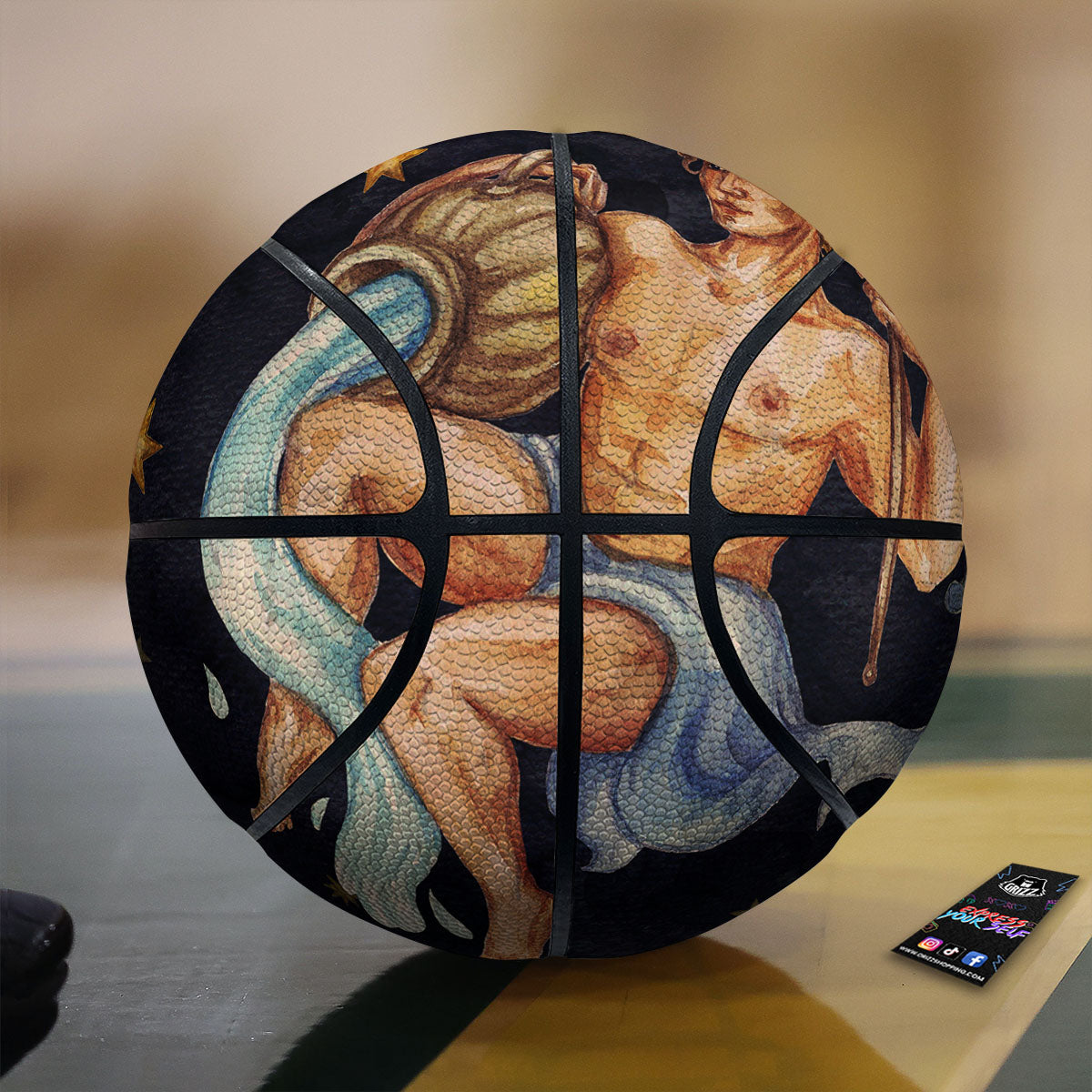 Zodiac Sign Watercolor Aquarius Print Basketball