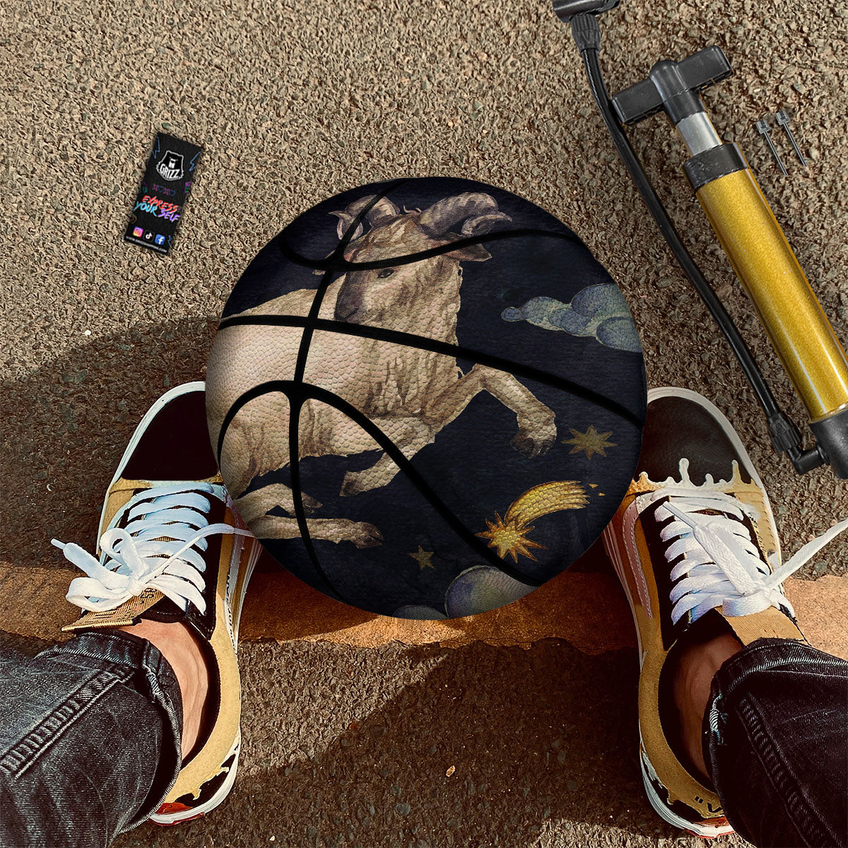 Zodiac Sign Watercolor Aries Print Basketball