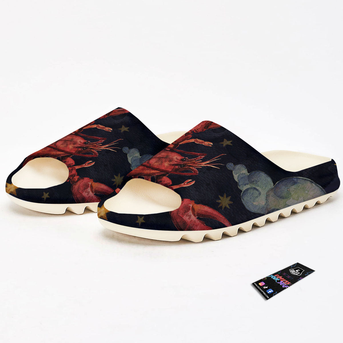 Zodiac Sign Watercolor Cancer Print Sandals-grizzshop