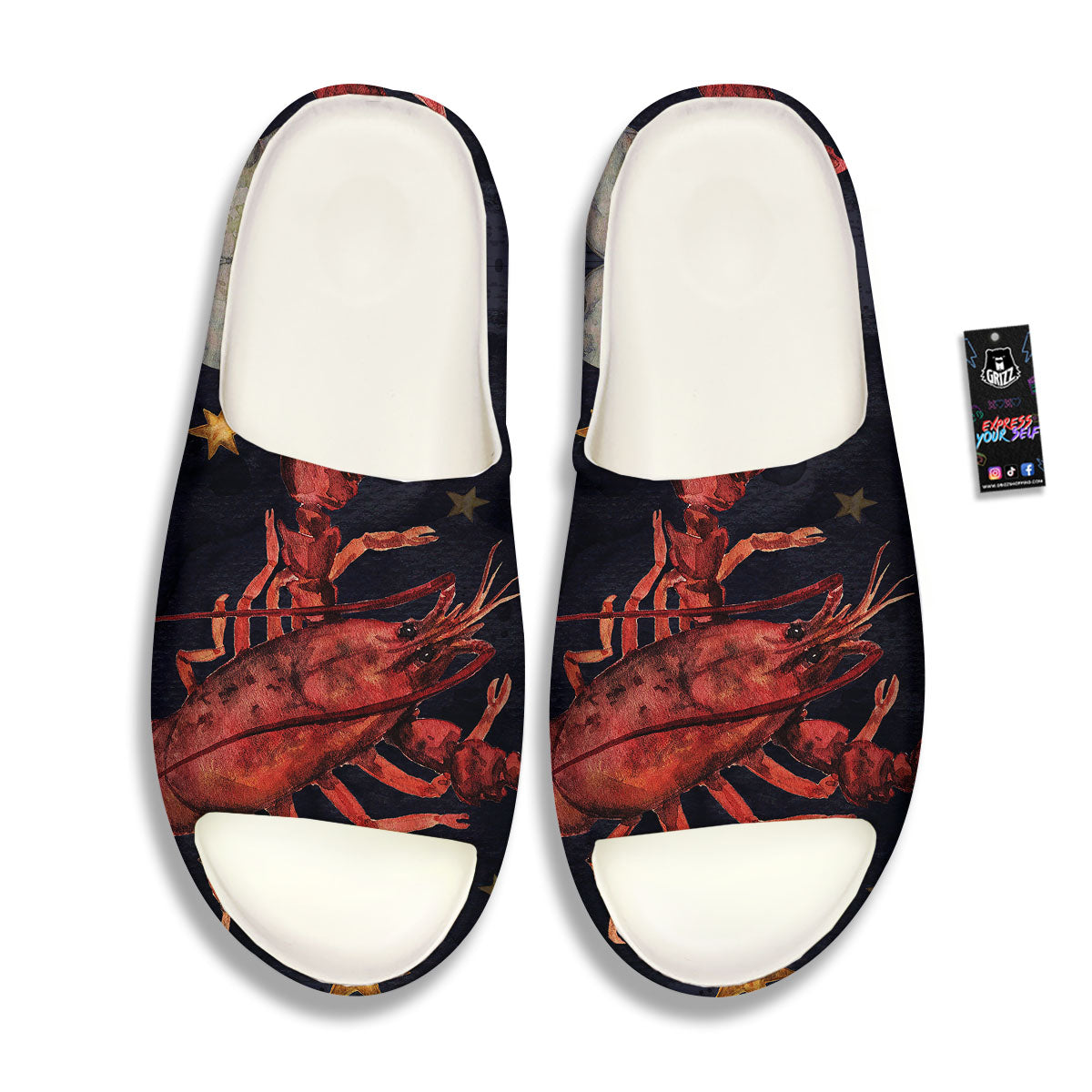 Zodiac Sign Watercolor Cancer Print Sandals-grizzshop