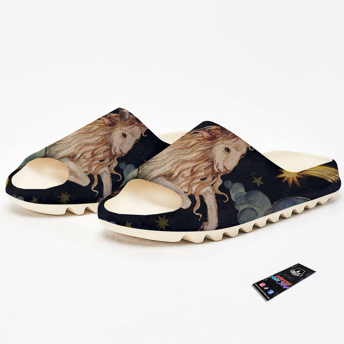 Zodiac Sign Watercolor Capricorn Print Sandals-grizzshop