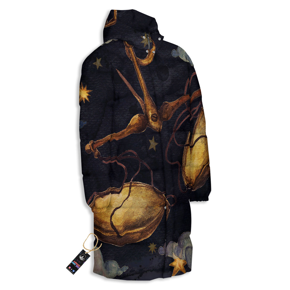Zodiac Sign Watercolor Libra Print Long Down Jacket
