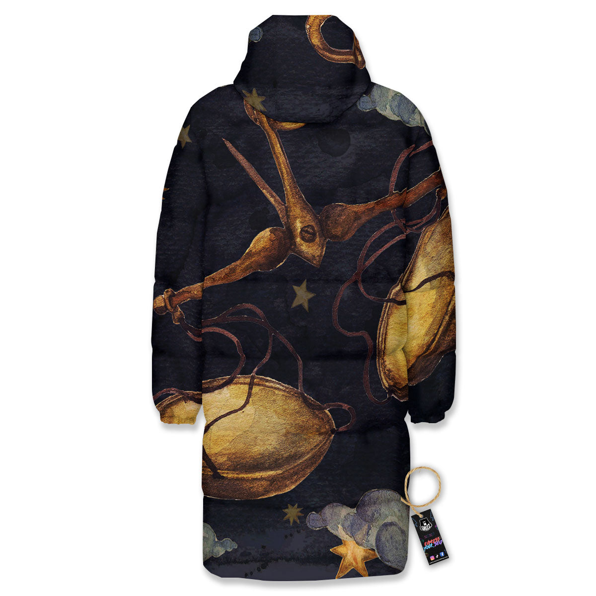 Zodiac Sign Watercolor Libra Print Long Down Jacket