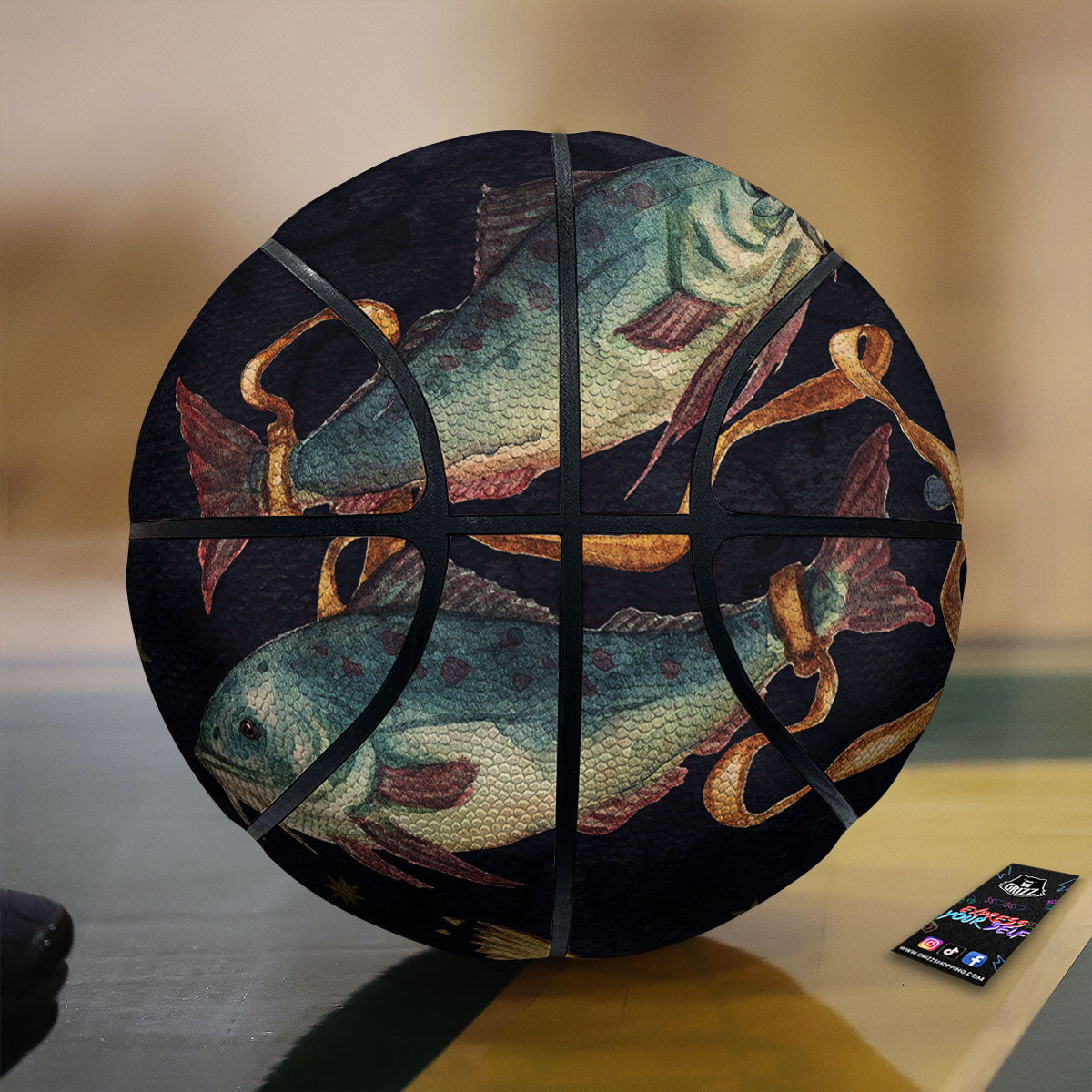 Zodiac Sign Watercolor Pisces Print Basketball