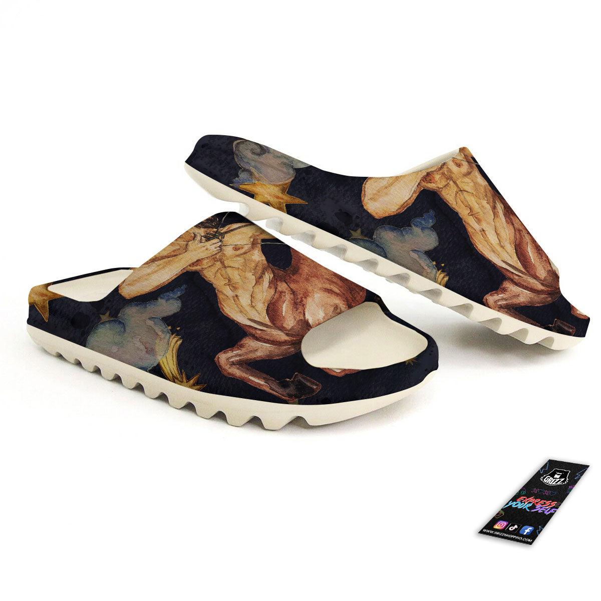 Zodiac Sign Watercolor Sagittarius Print Sandals-grizzshop