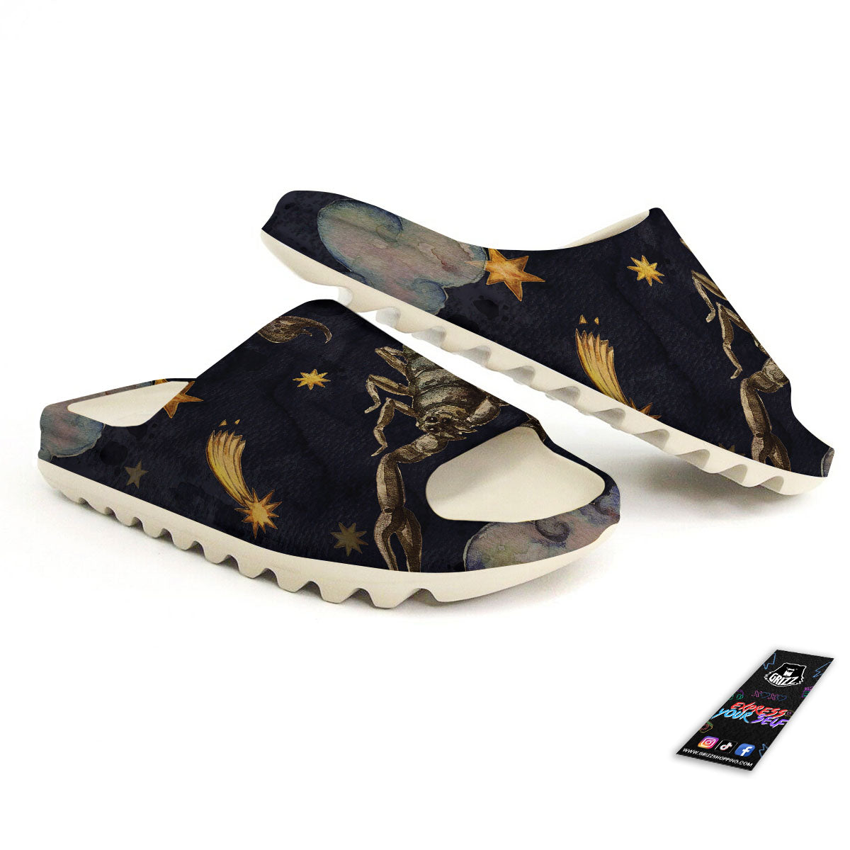 Zodiac Sign Watercolor Scorpio Print Sandals-grizzshop