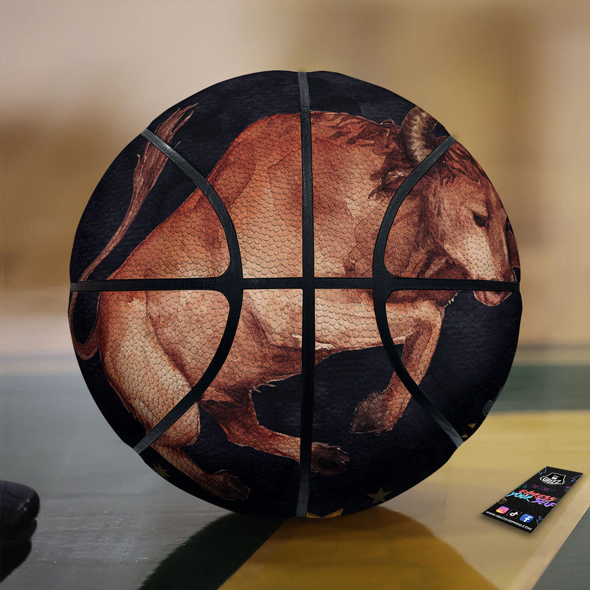 Zodiac Sign Watercolor Taurus Print Basketball
