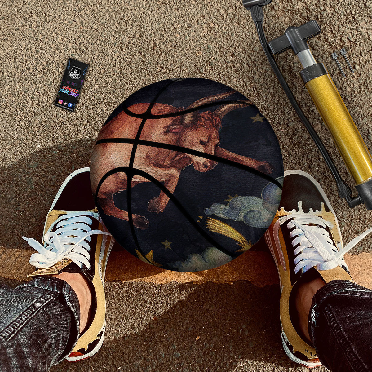 Zodiac Sign Watercolor Taurus Print Basketball