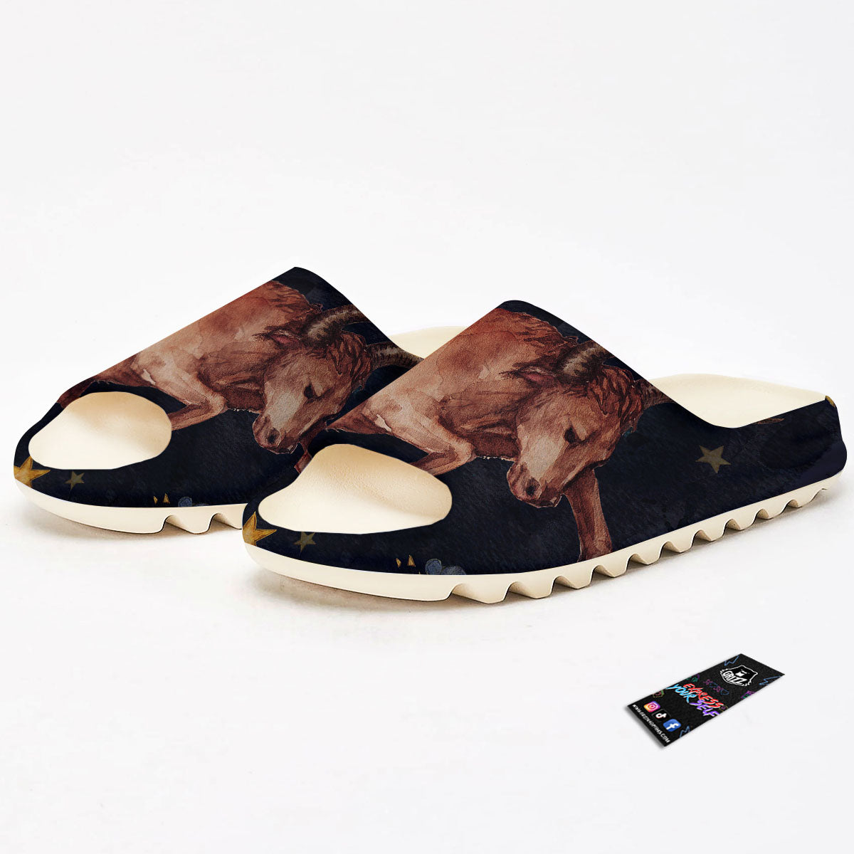 Zodiac Sign Watercolor Taurus Print Sandals-grizzshop
