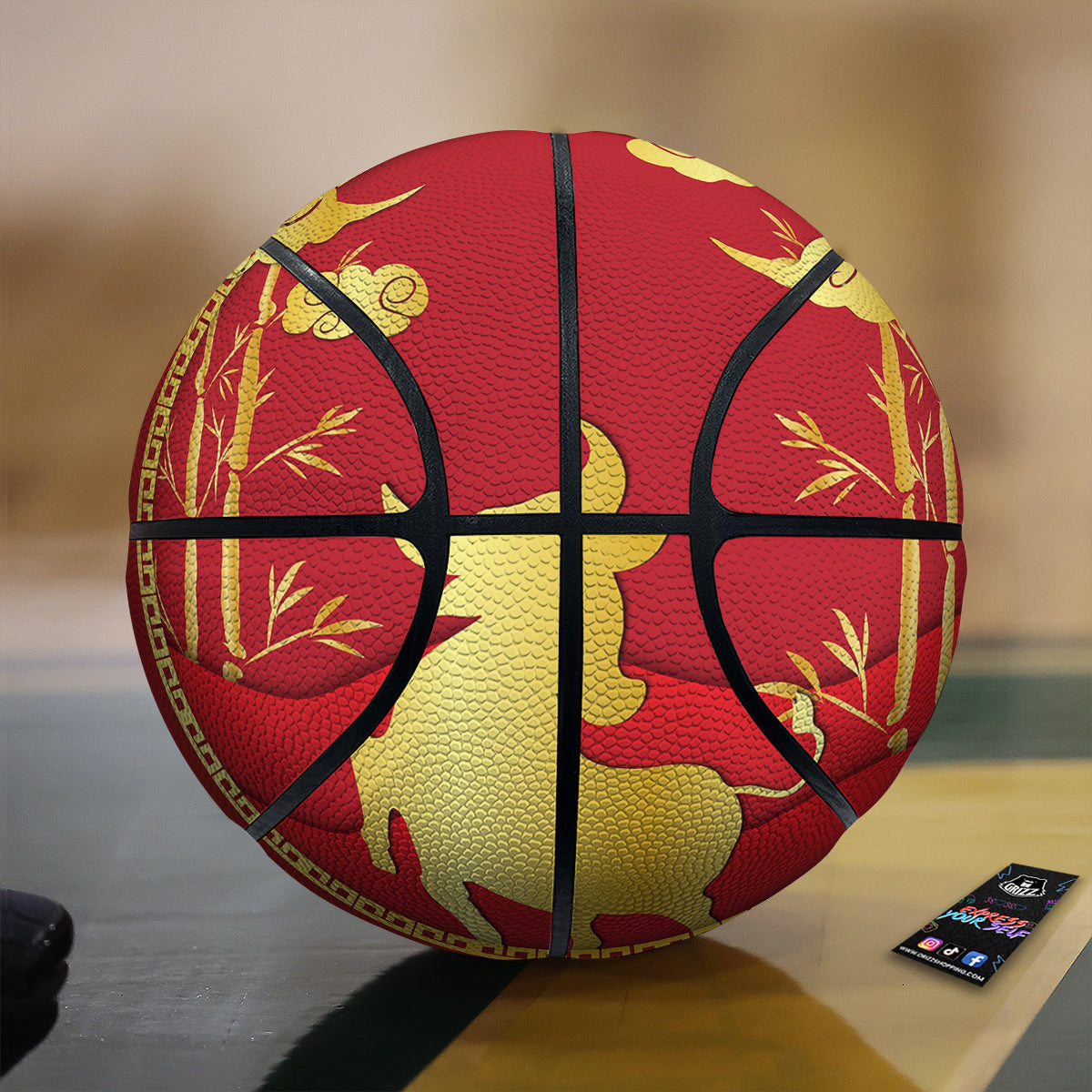 Zodiac Symbol Chinese Ox Print Basketball