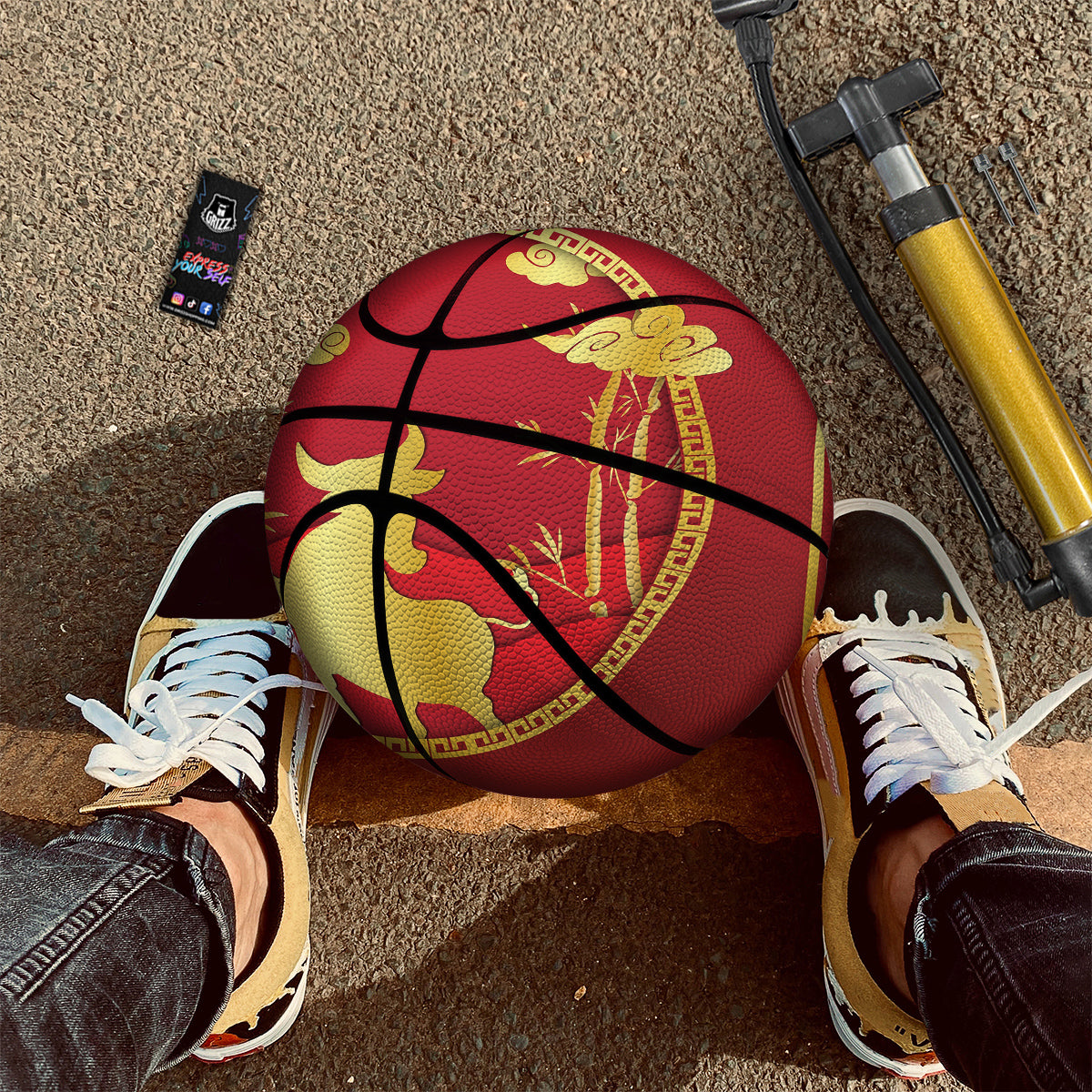 Zodiac Symbol Chinese Ox Print Basketball