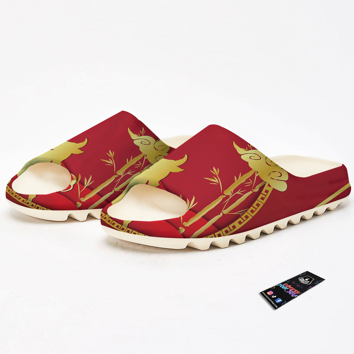 Zodiac Symbol Chinese Ox Print Sandals-grizzshop