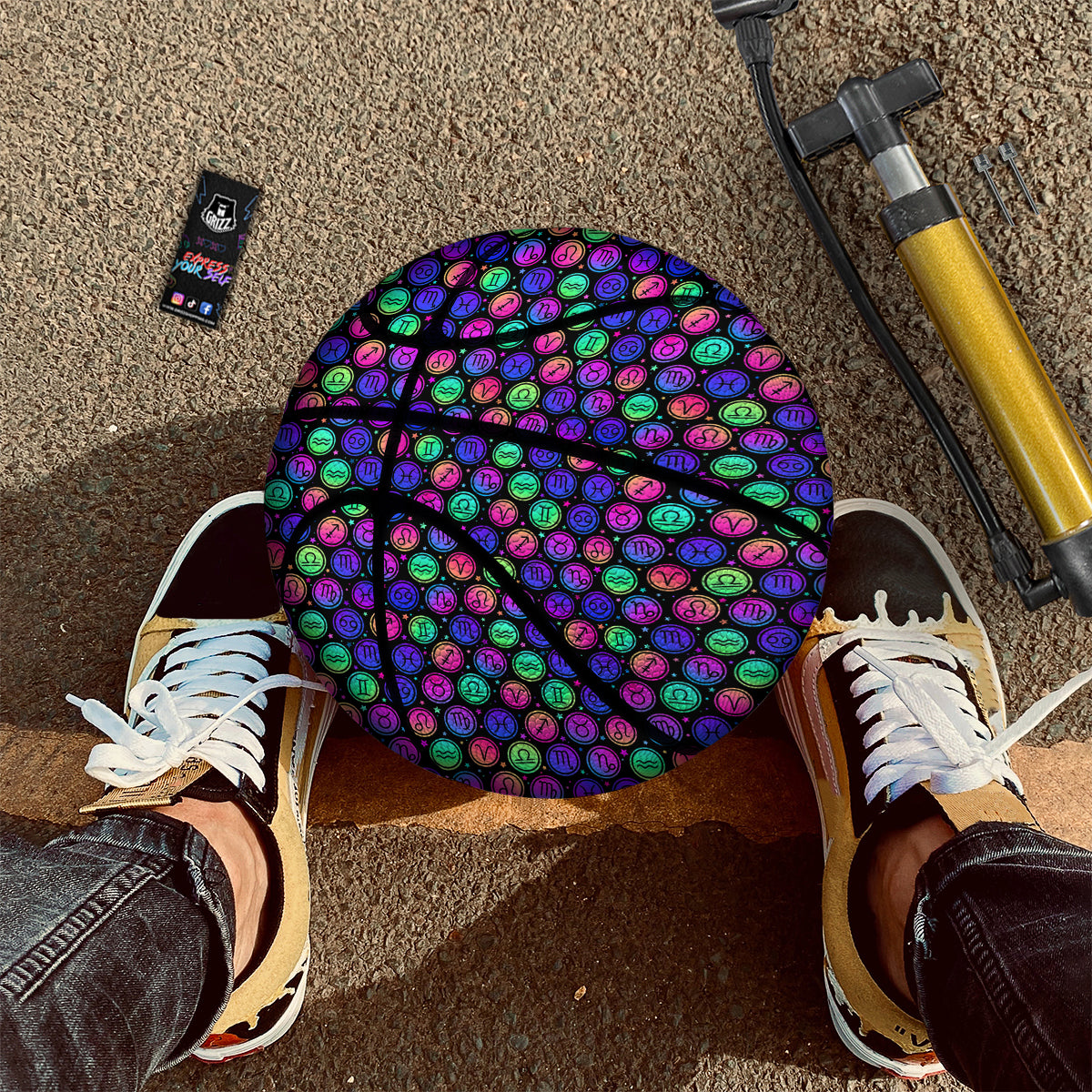 Zodiac Symbols Colorful Print Pattern Basketball