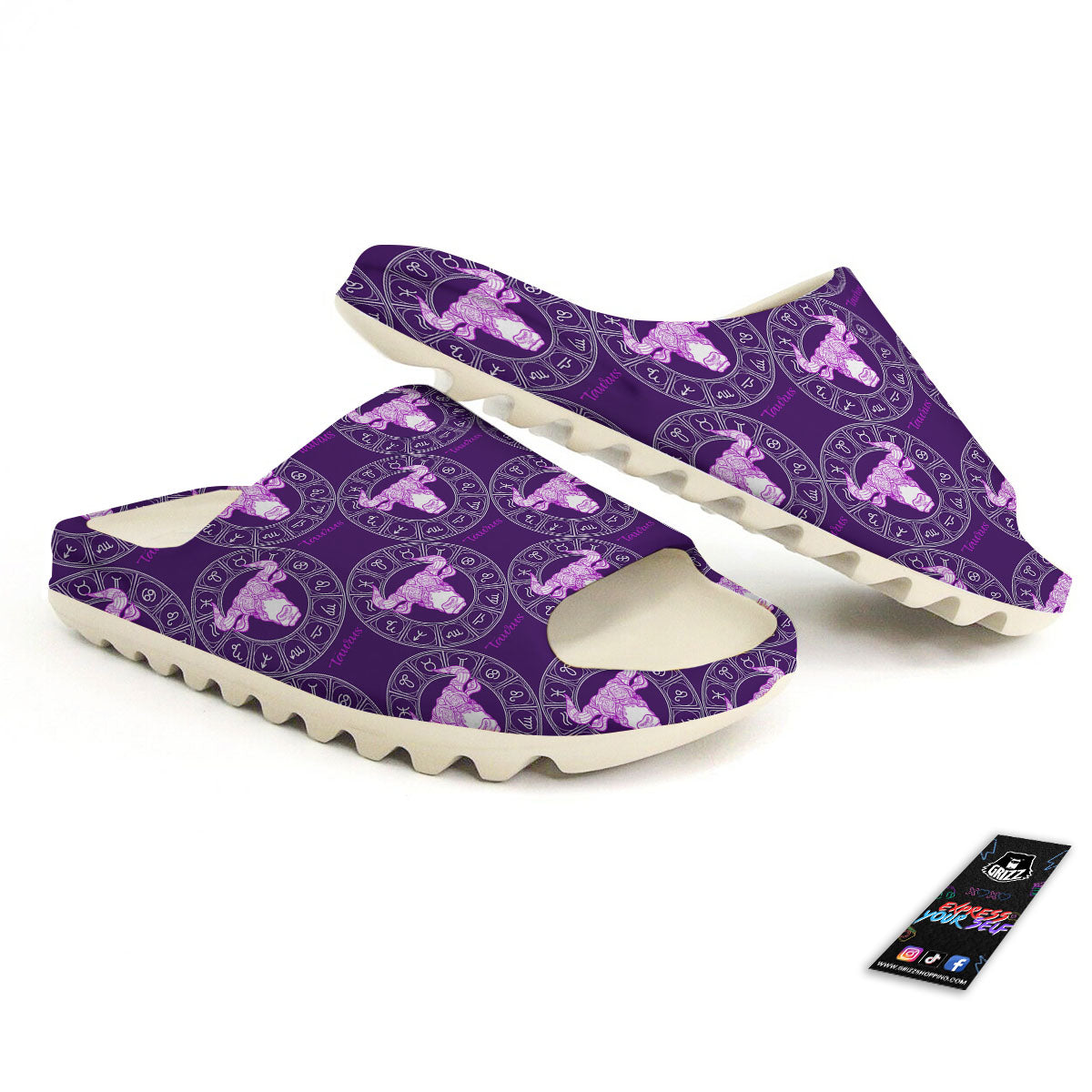 Zodiac Taurus Purple Print Pattern Sandals-grizzshop