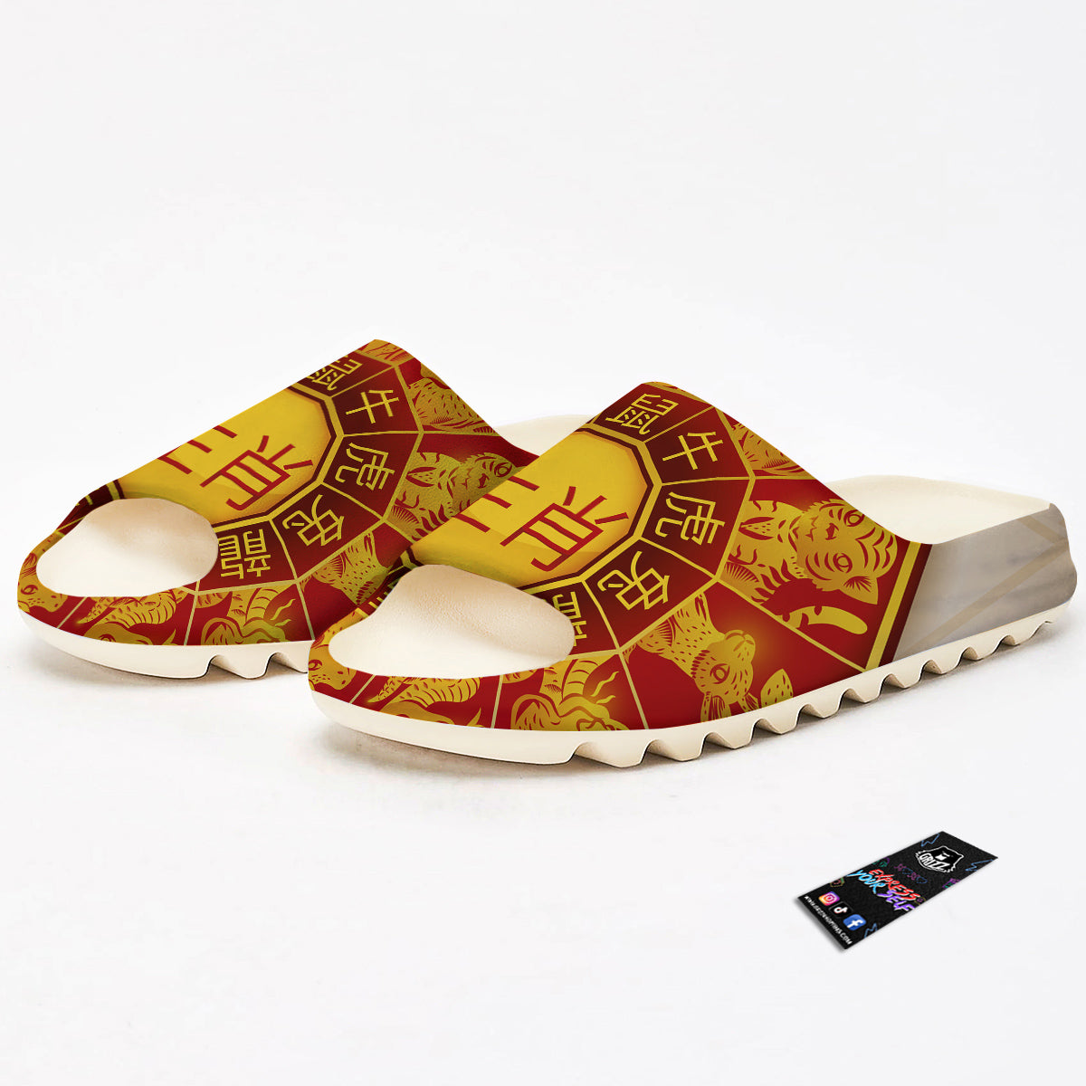 Zodiac Wheel Colourful Chinese Print Sandals-grizzshop