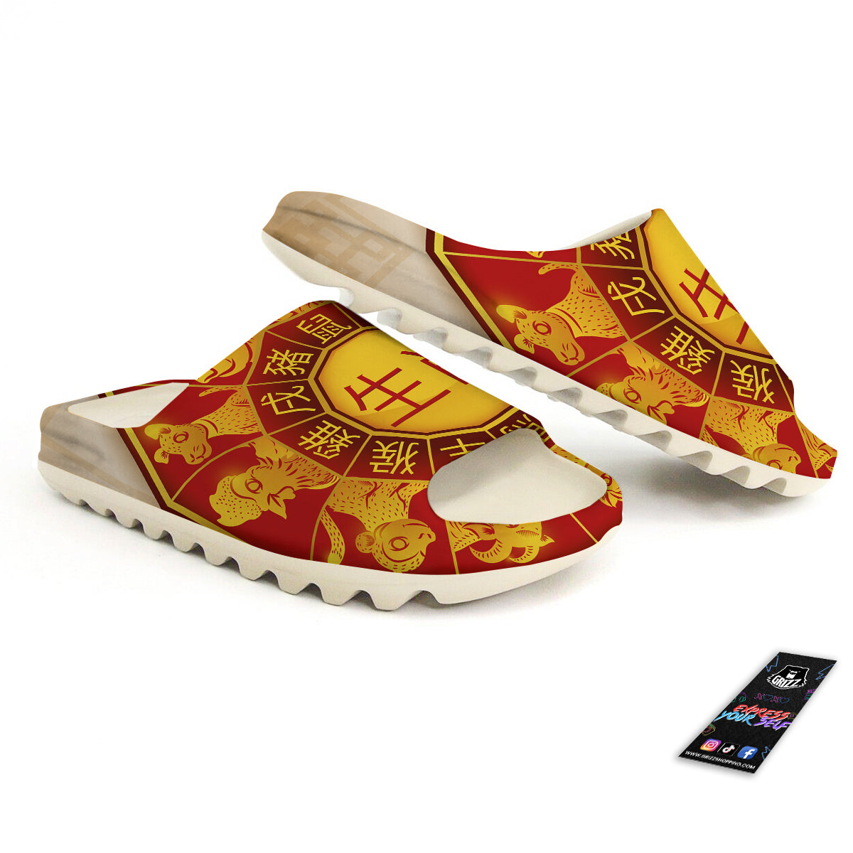 Zodiac Wheel Colourful Chinese Print Sandals-grizzshop