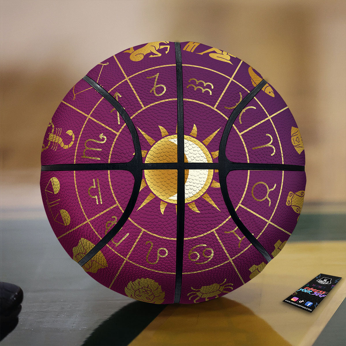 Zodiac Wheel Symbols Print Basketball