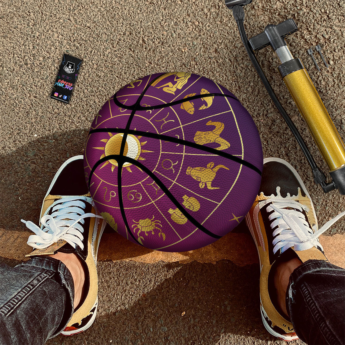 Zodiac Wheel Symbols Print Basketball
