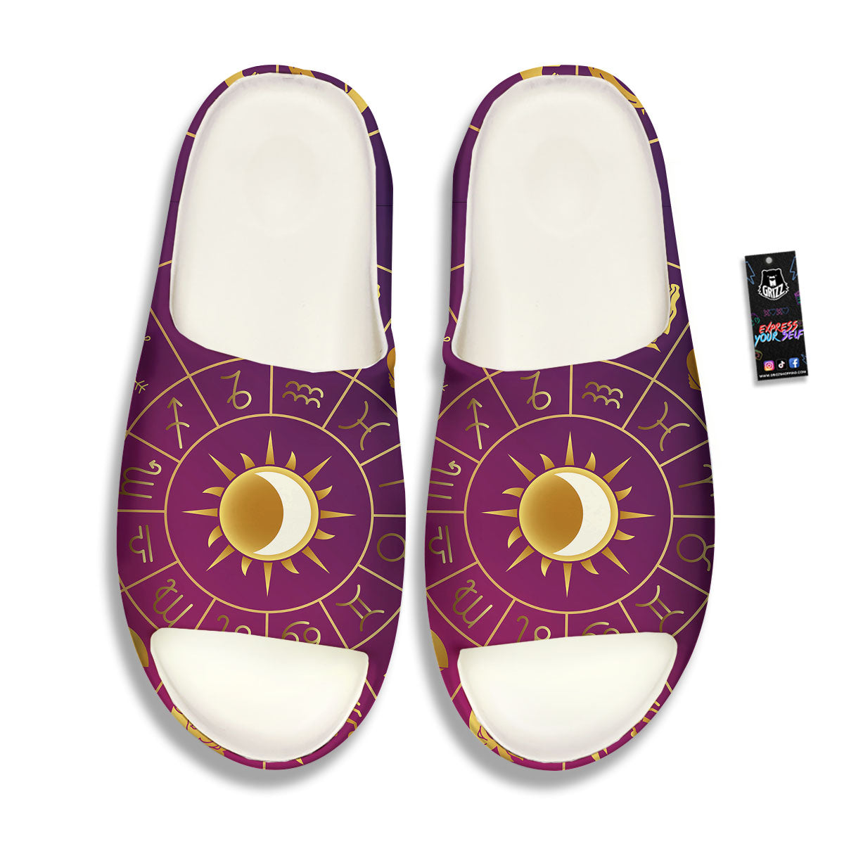 Zodiac Wheel Symbols Print Sandals-grizzshop