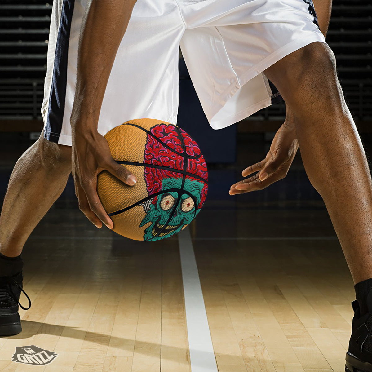 Zombie Big Brain Print Basketball-grizzshop