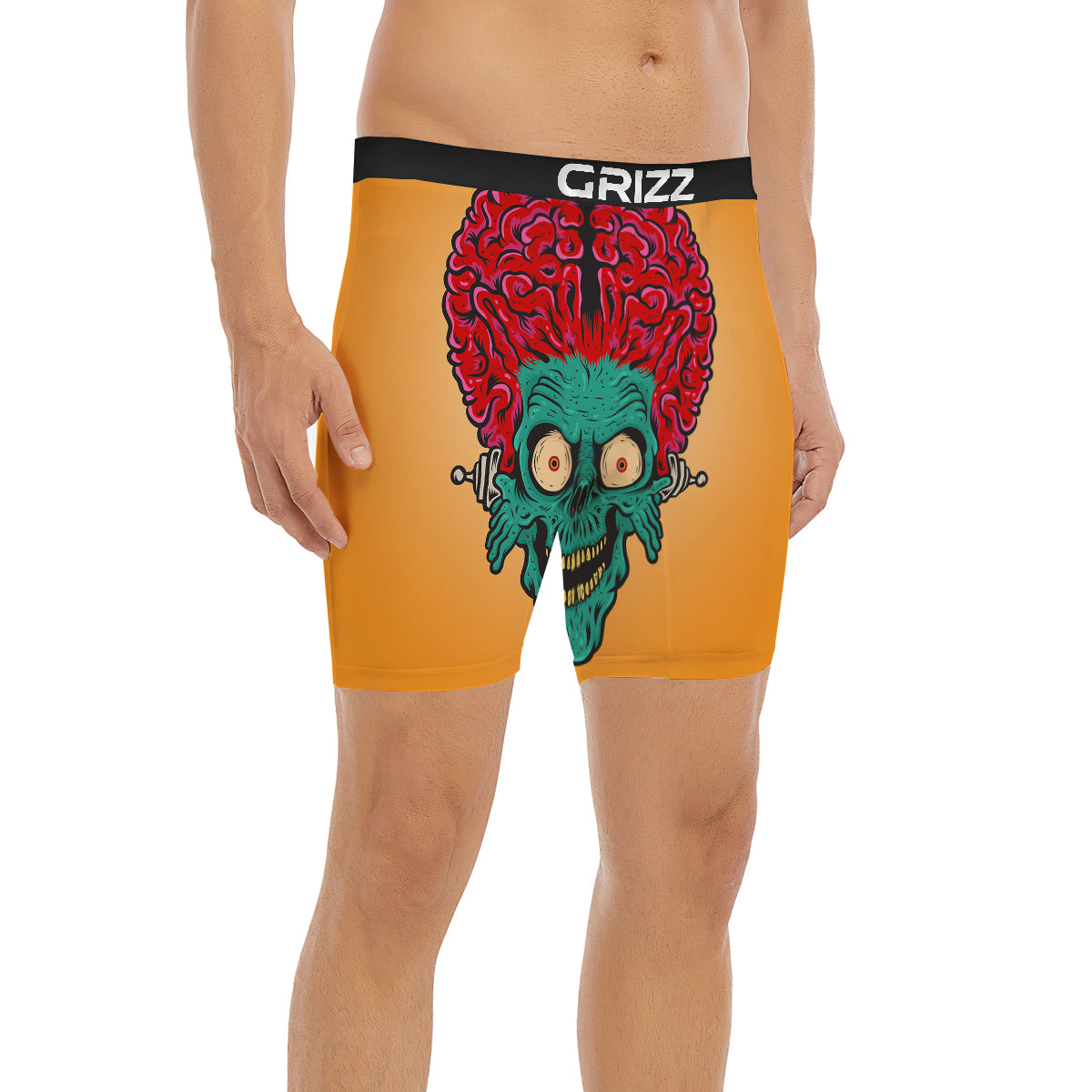 Zombie Big Brain Print Boxer Briefs-grizzshop