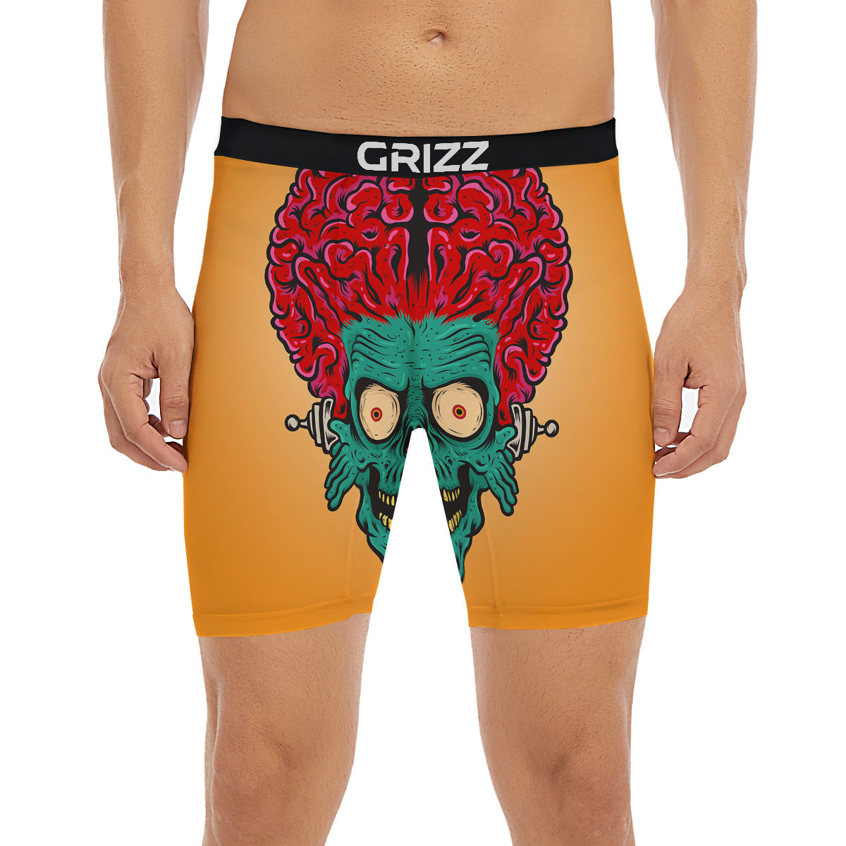 Zombie Big Brain Print Boxer Briefs-grizzshop