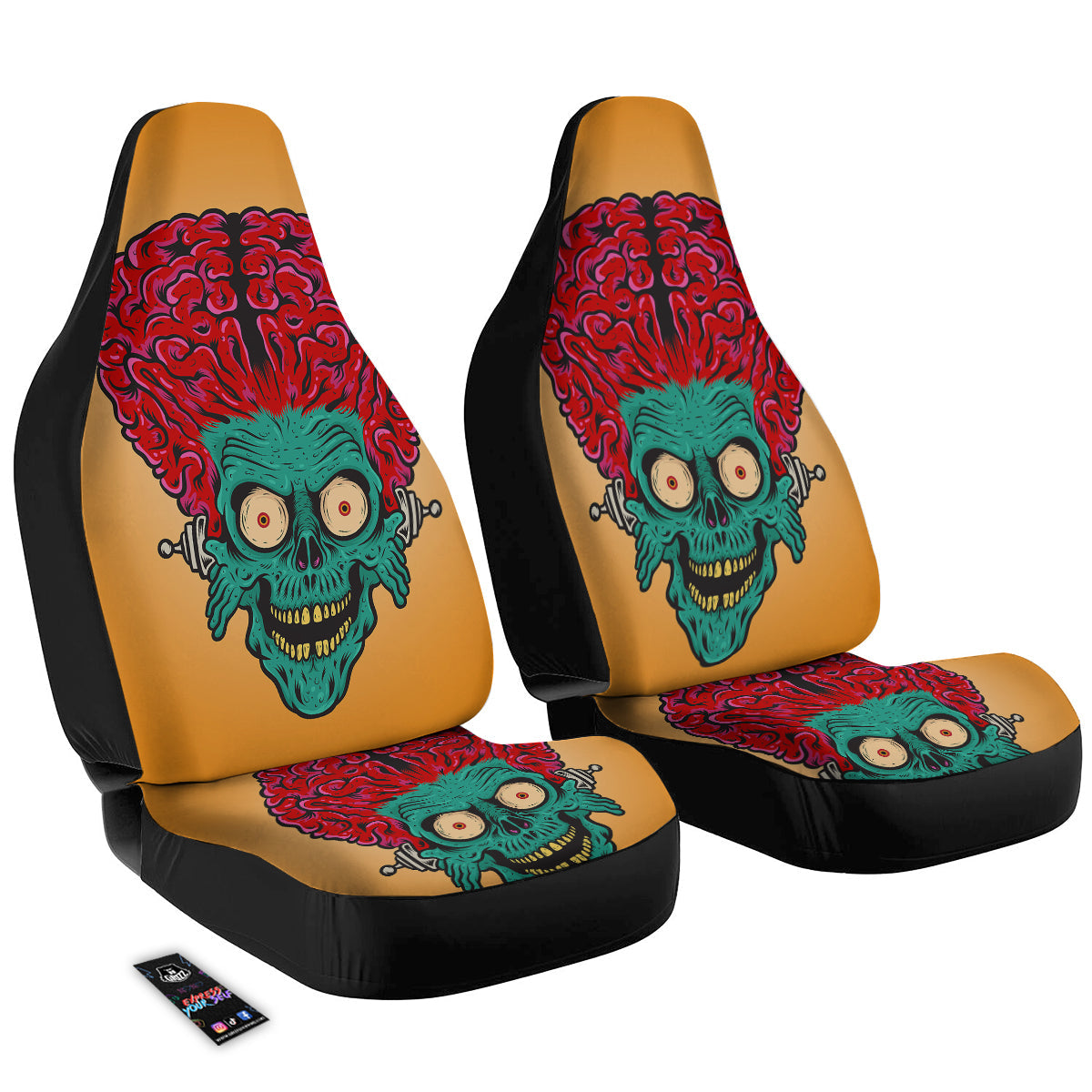 Zombie Big Brain Print Car Seat Covers-grizzshop