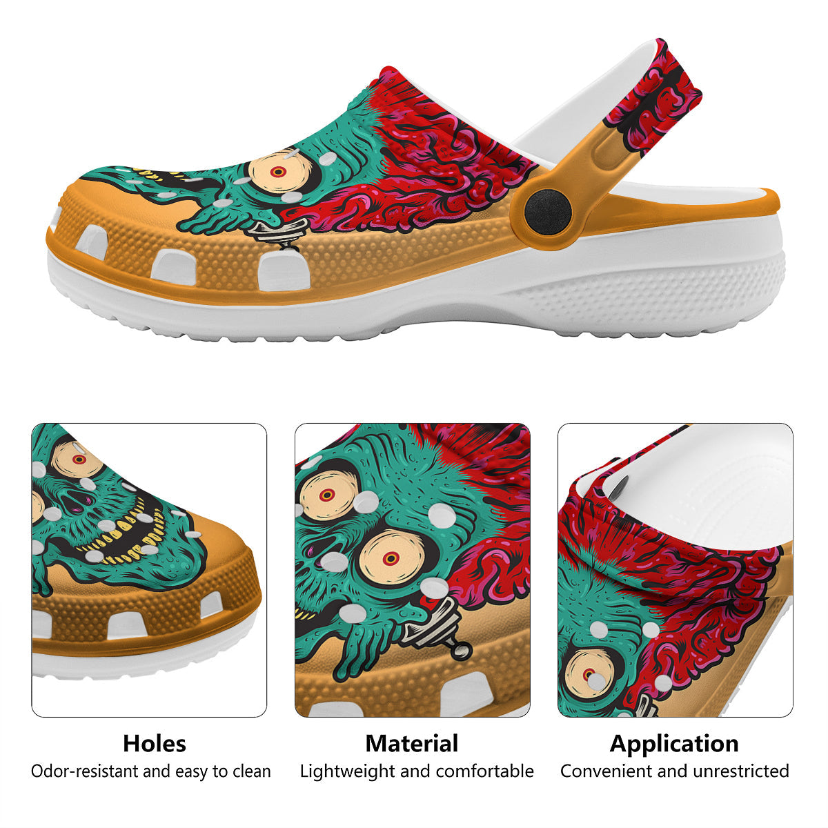 Zombie Big Brain Print Clog-grizzshop