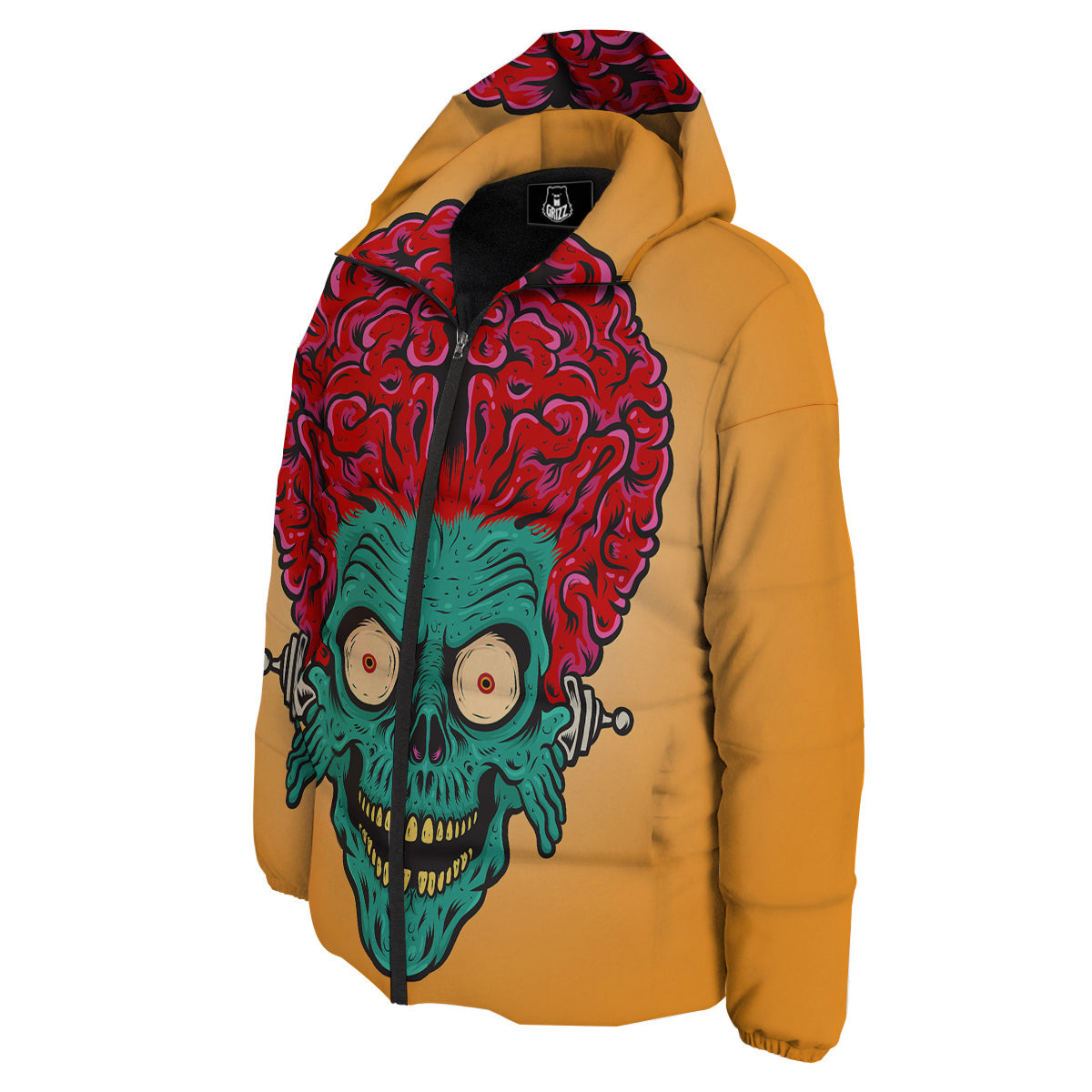 Zombie Big Brain Print Down Jacket-grizzshop