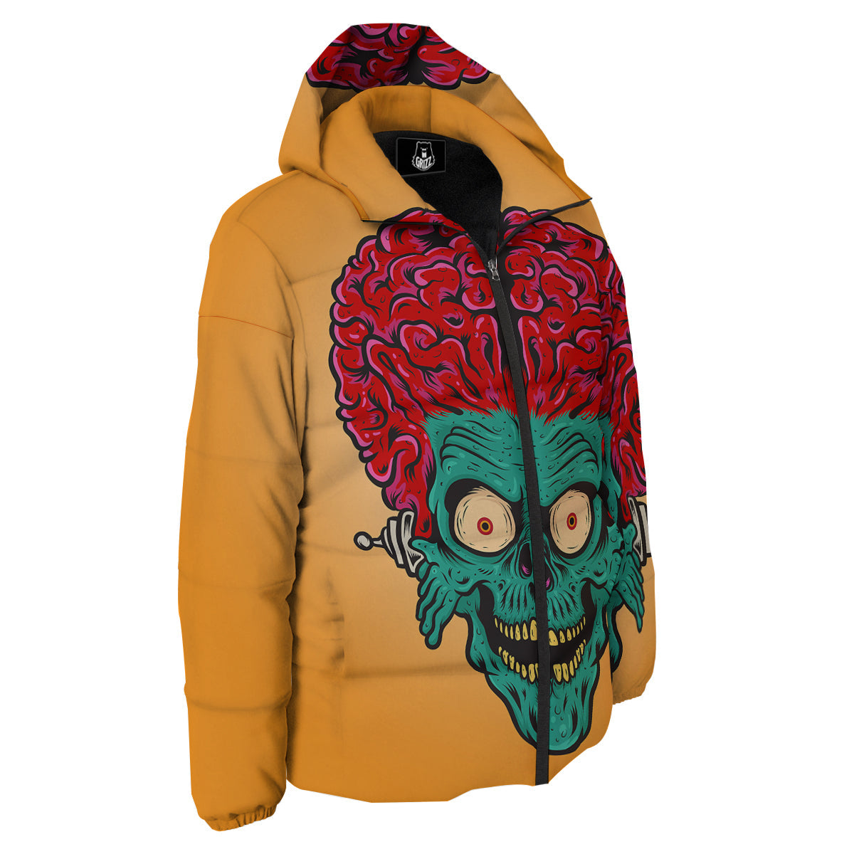 Zombie Big Brain Print Down Jacket-grizzshop