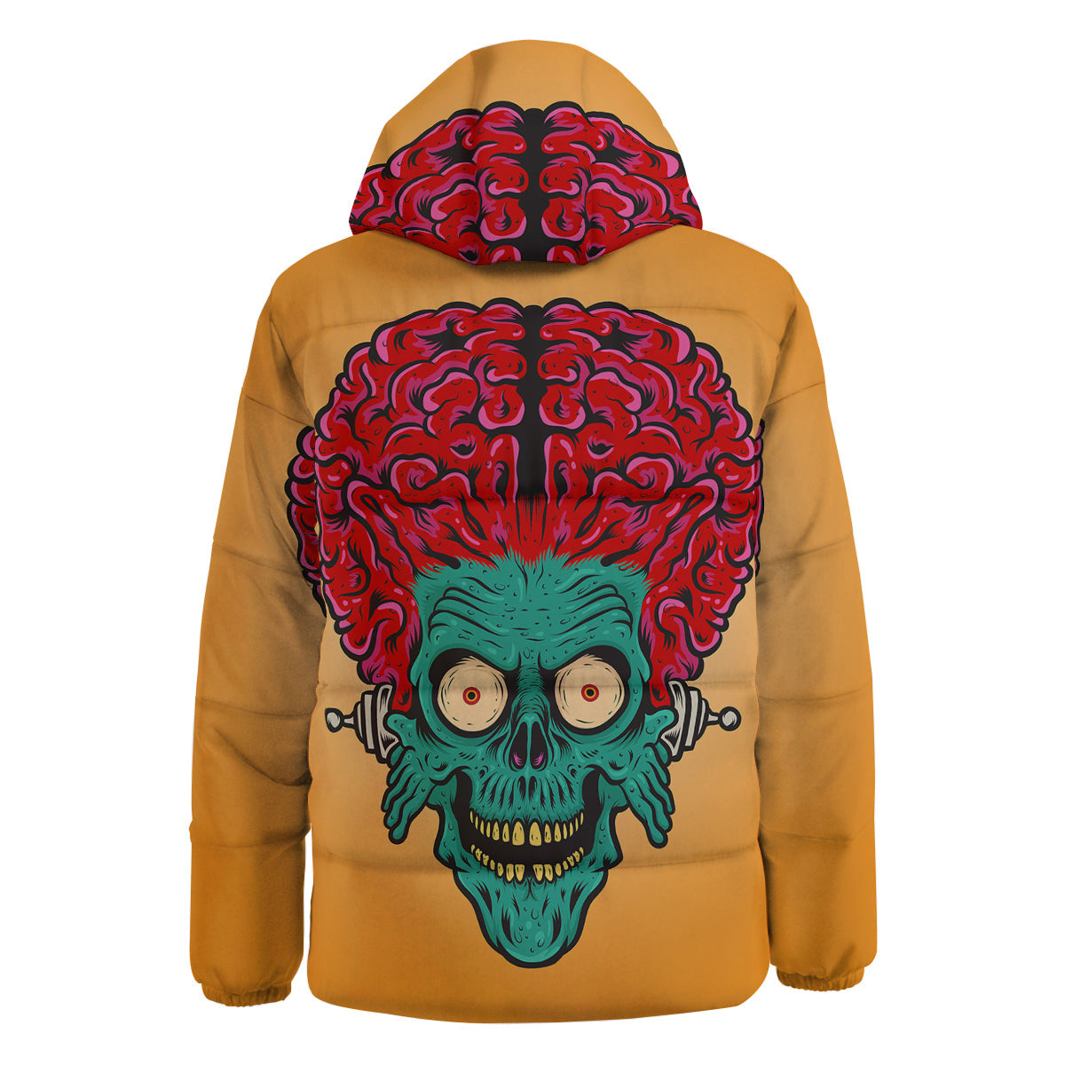 Zombie Big Brain Print Down Jacket-grizzshop