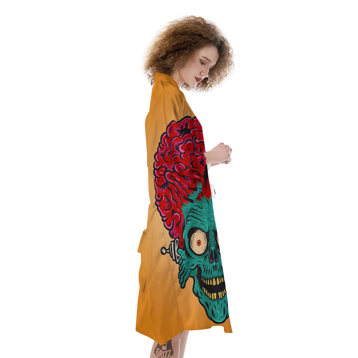 Zombie Big Brain Print Kimono-grizzshop