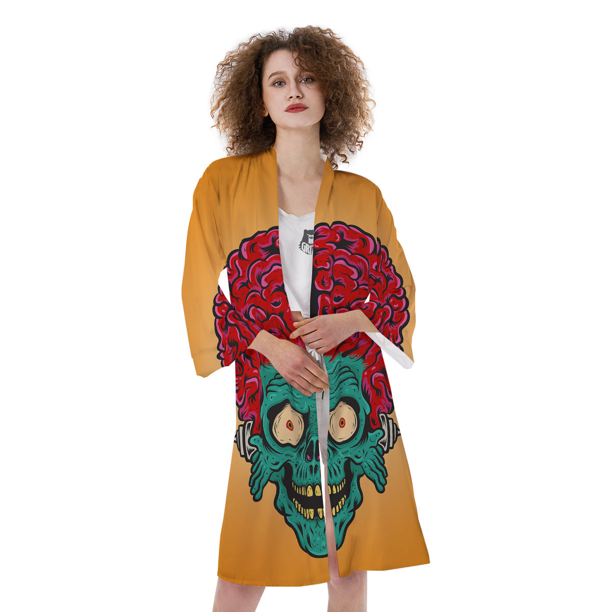Zombie Big Brain Print Kimono-grizzshop