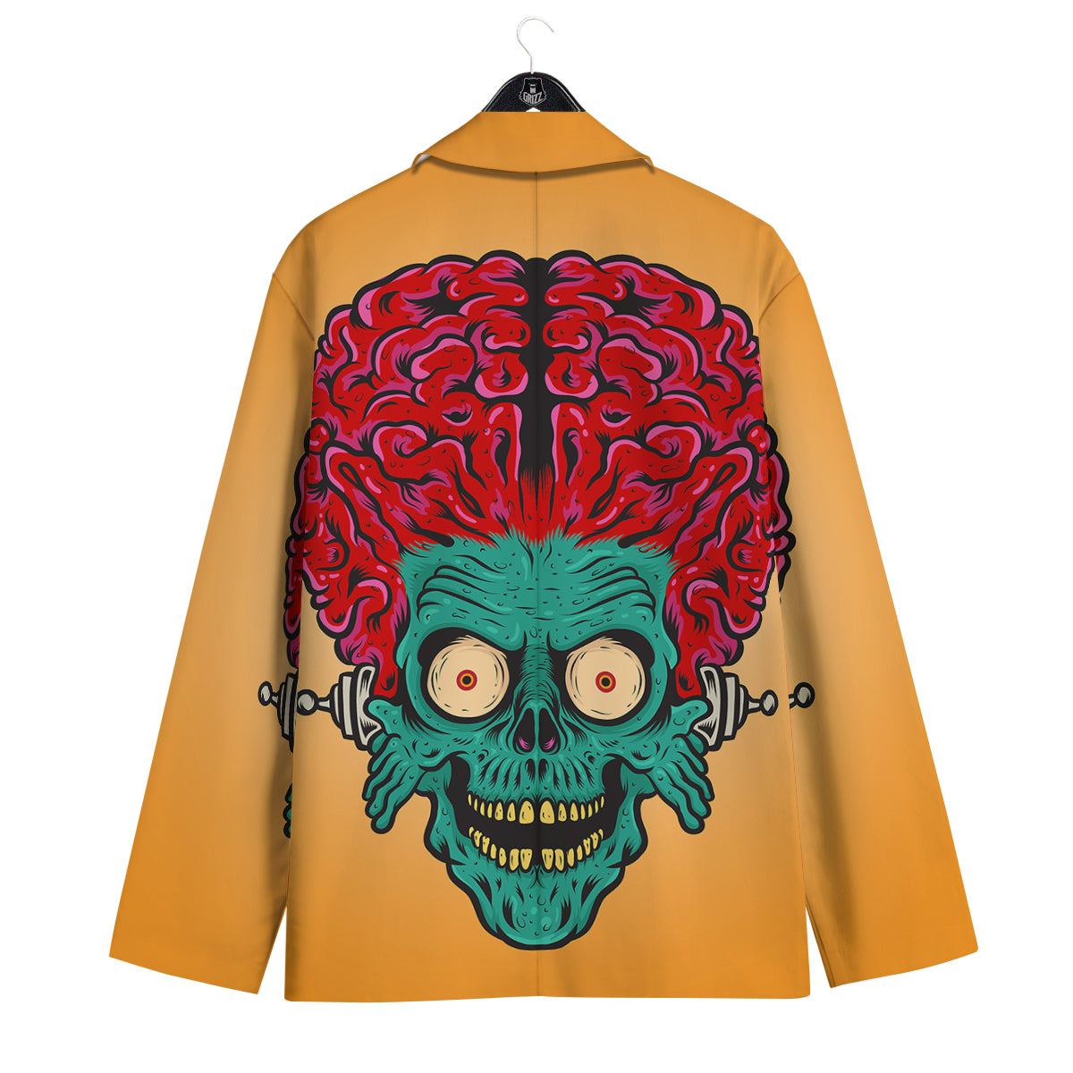 Zombie Big Brain Print Men's Sport Coat-grizzshop