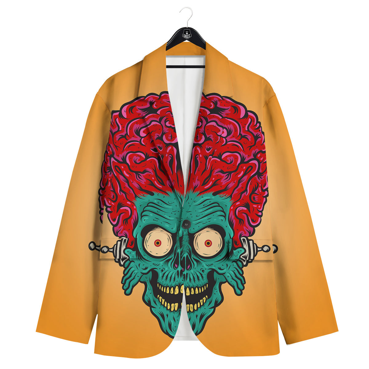 Zombie Big Brain Print Men's Sport Coat-grizzshop