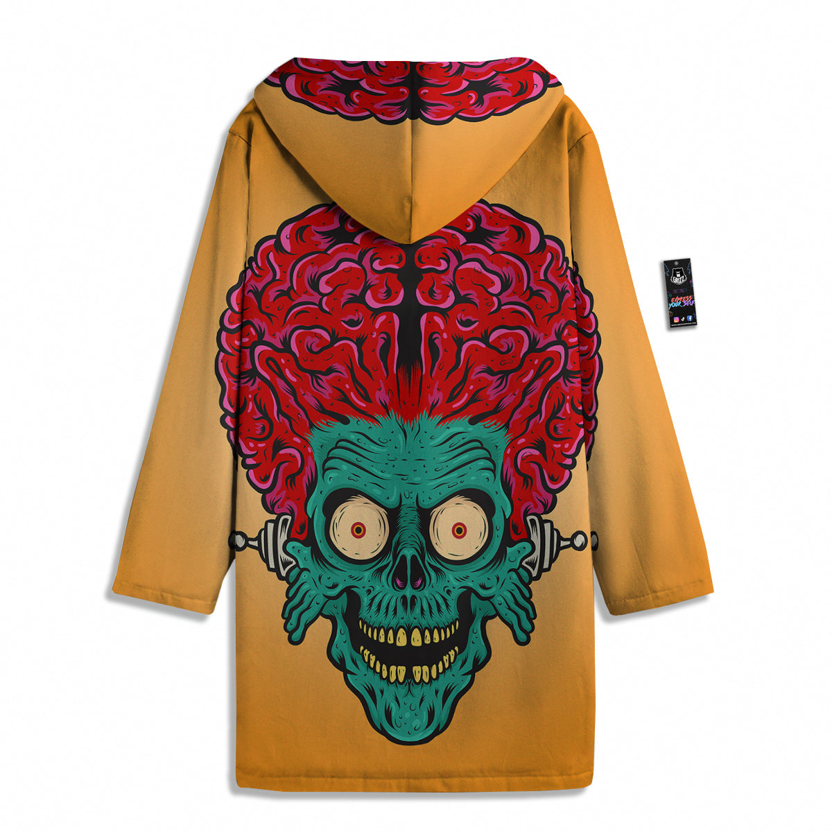 Zombie Big Brain Print Men's Windbreaker Jacket-grizzshop