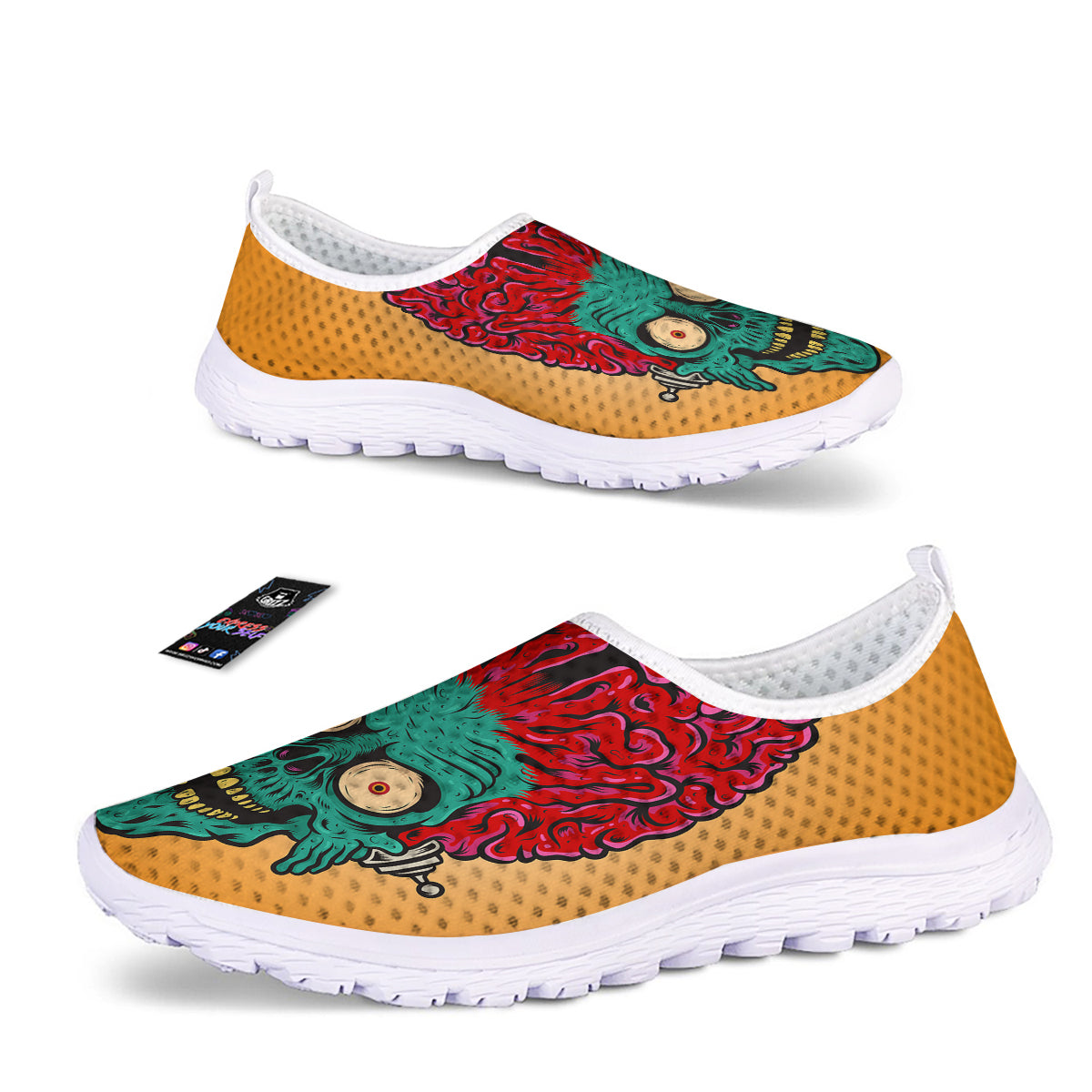 Zombie Big Brain Print Nurse Shoes-grizzshop