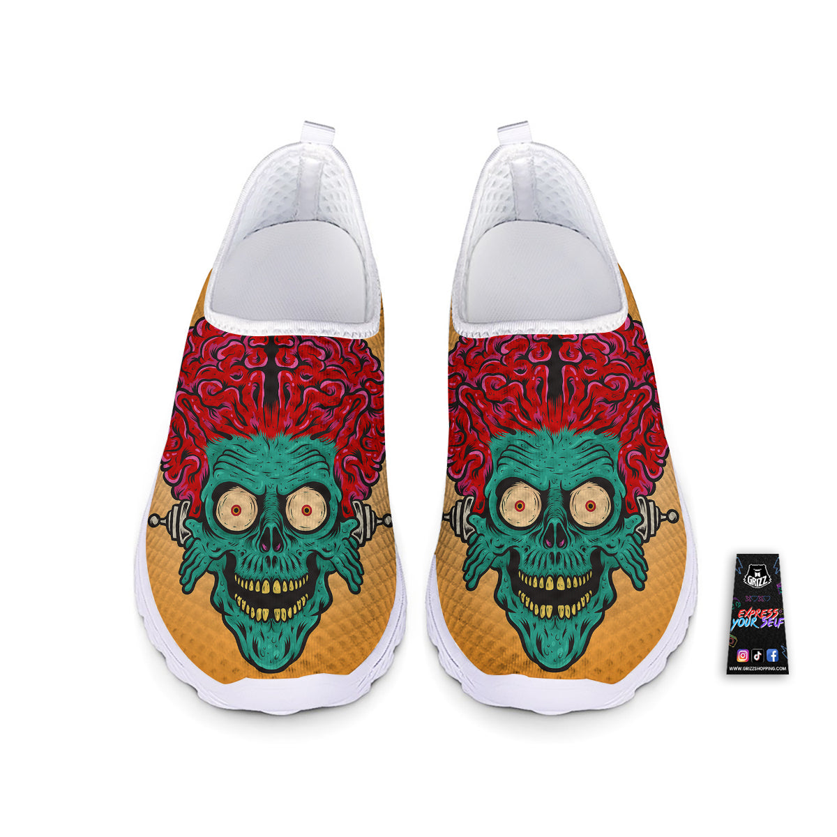 Zombie Big Brain Print Nurse Shoes-grizzshop