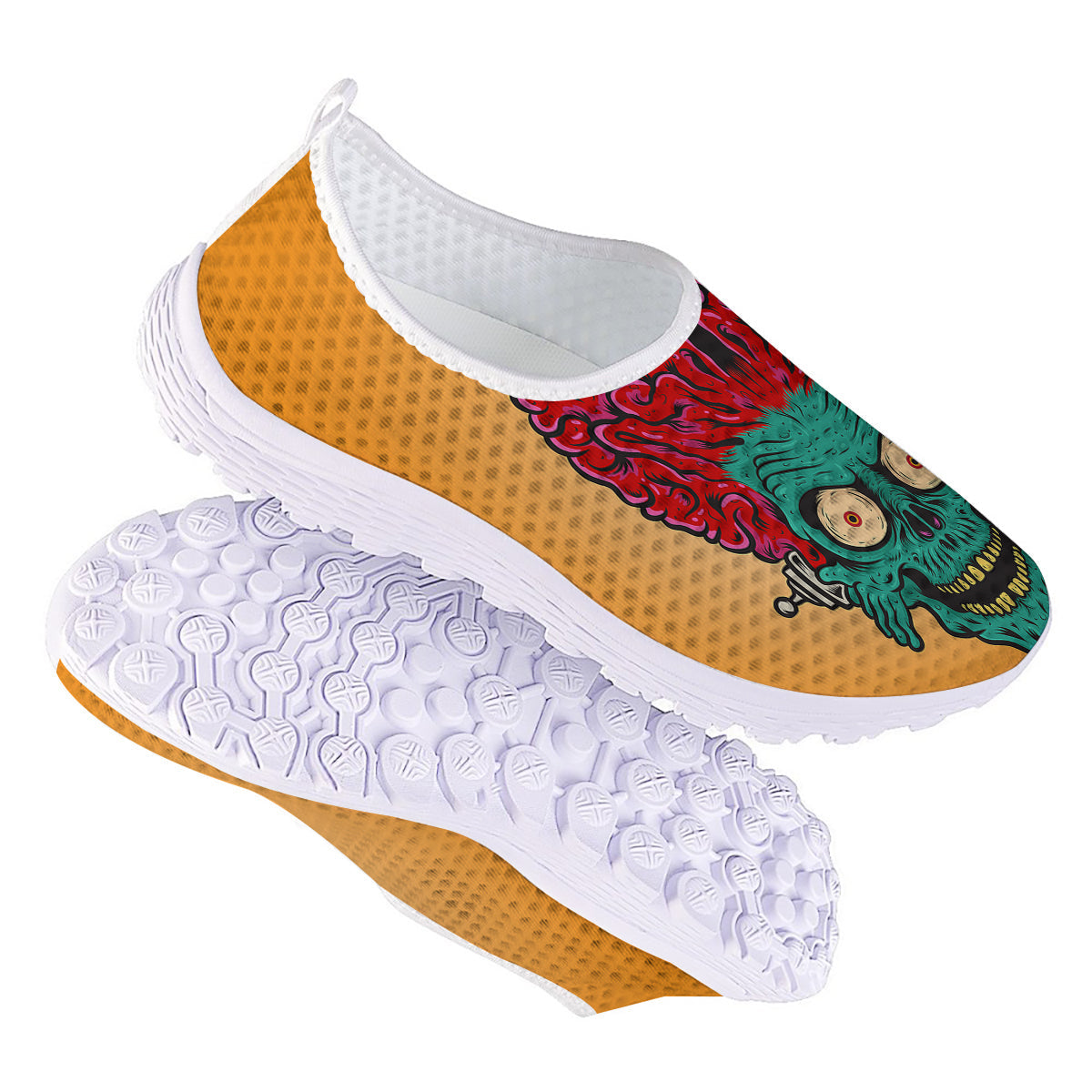 Zombie Big Brain Print Nurse Shoes-grizzshop