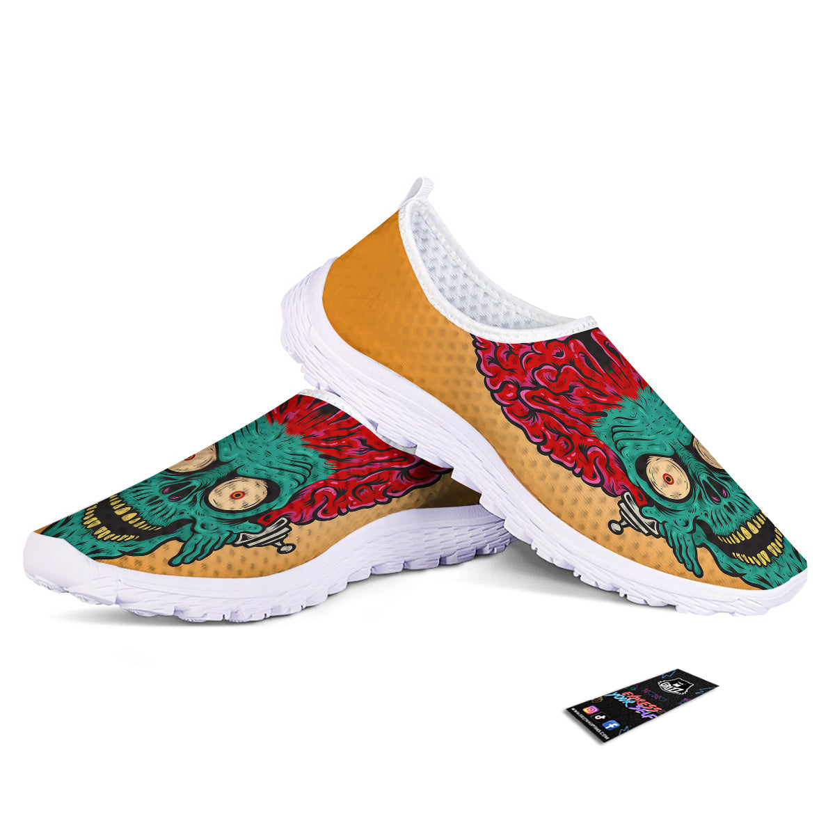 Zombie Big Brain Print Nurse Shoes-grizzshop