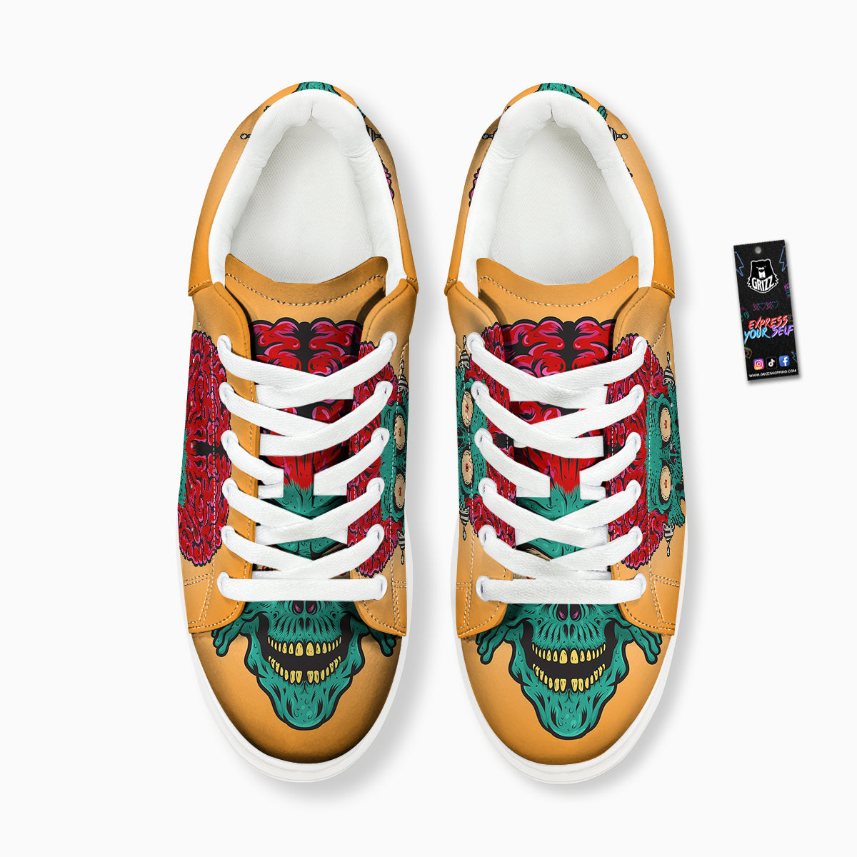 Zombie Big Brain Print Platform Shoes-grizzshop