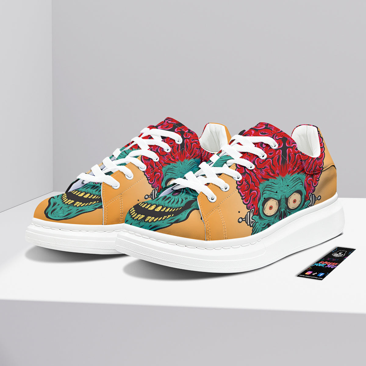 Zombie Big Brain Print Platform Shoes-grizzshop