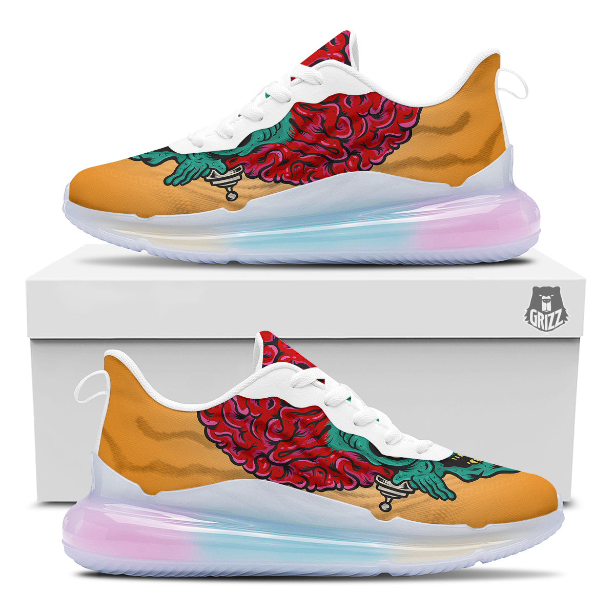 Zombie Big Brain Print Running Sneakers-grizzshop